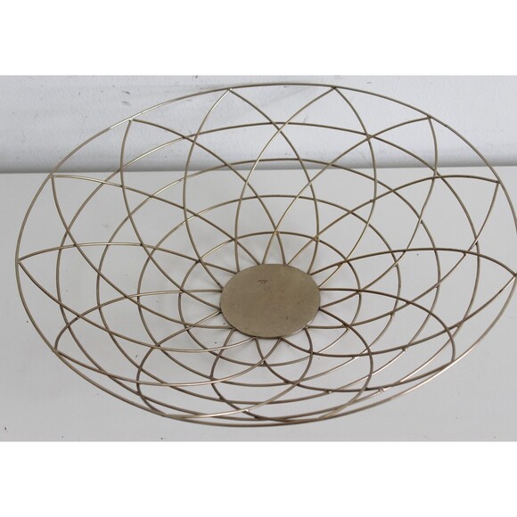 Large 18" Round brass wire Lotus basket Home Décor Staging - Picture 1 of 11